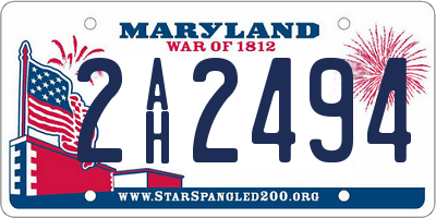MD license plate 2AH2494