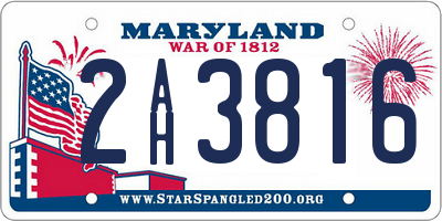 MD license plate 2AH3816