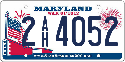 MD license plate 2AH4052