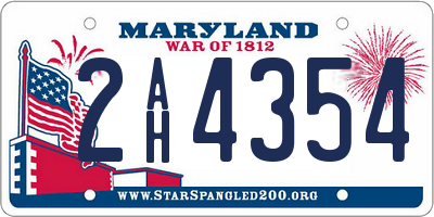 MD license plate 2AH4354