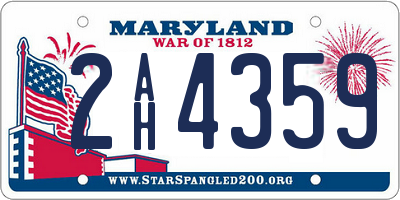 MD license plate 2AH4359