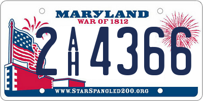 MD license plate 2AH4366