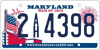 MD license plate 2AH4398