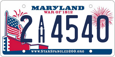 MD license plate 2AH4540