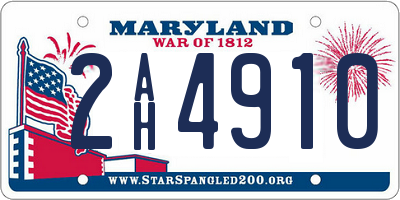 MD license plate 2AH4910