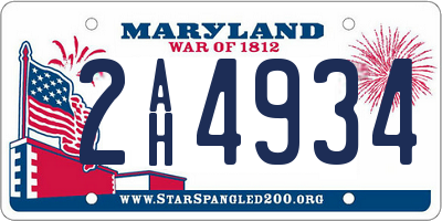MD license plate 2AH4934