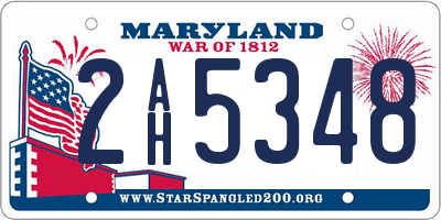 MD license plate 2AH5348