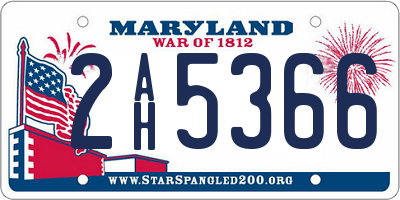 MD license plate 2AH5366