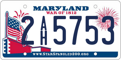 MD license plate 2AH5753