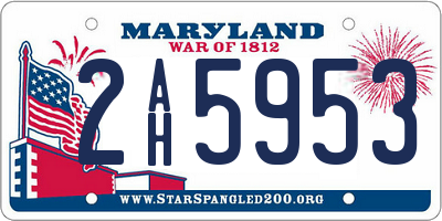 MD license plate 2AH5953