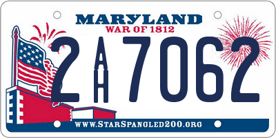 MD license plate 2AH7062