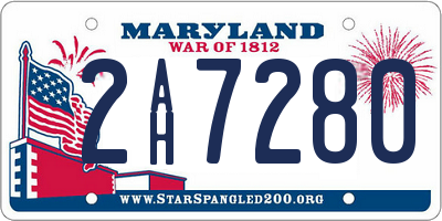 MD license plate 2AH7280
