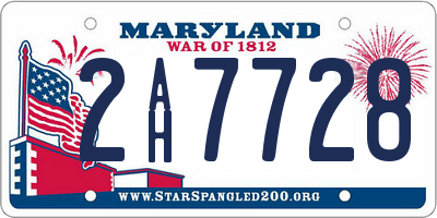 MD license plate 2AH7728