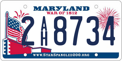 MD license plate 2AH8734