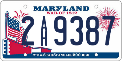 MD license plate 2AH9387