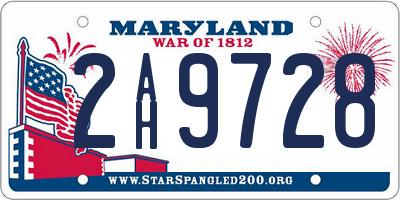 MD license plate 2AH9728