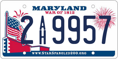 MD license plate 2AH9957