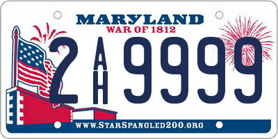 MD license plate 2AH9999