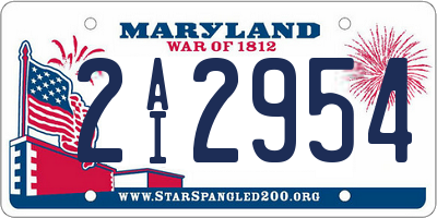 MD license plate 2AI2954