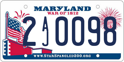 MD license plate 2AJ0098