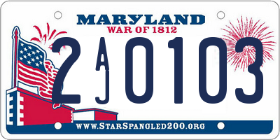 MD license plate 2AJ0103