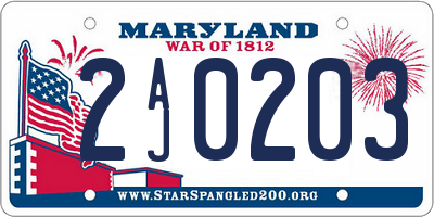 MD license plate 2AJ0203