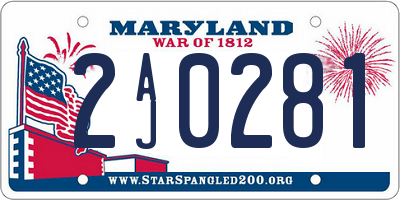 MD license plate 2AJ0281