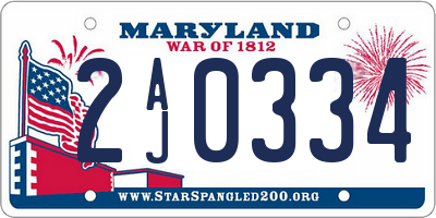 MD license plate 2AJ0334