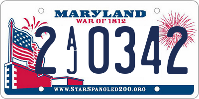 MD license plate 2AJ0342