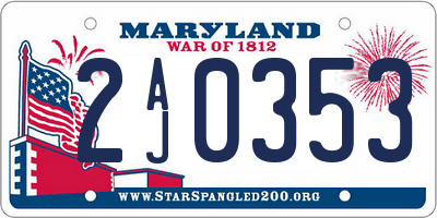 MD license plate 2AJ0353