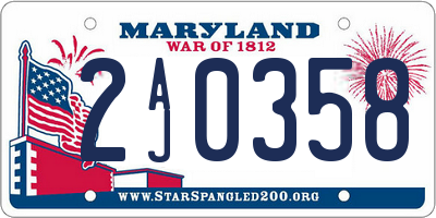 MD license plate 2AJ0358
