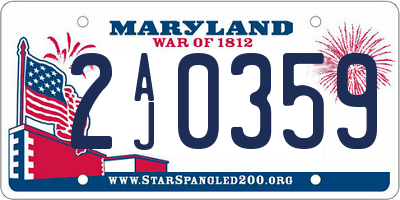 MD license plate 2AJ0359