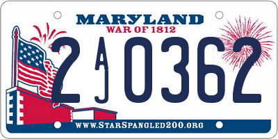 MD license plate 2AJ0362