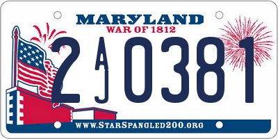 MD license plate 2AJ0381