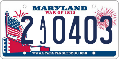 MD license plate 2AJ0403