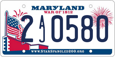 MD license plate 2AJ0580