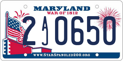 MD license plate 2AJ0650