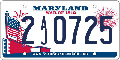 MD license plate 2AJ0725