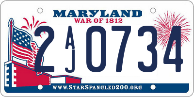 MD license plate 2AJ0734