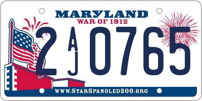 MD license plate 2AJ0765