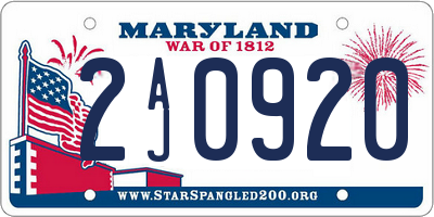 MD license plate 2AJ0920