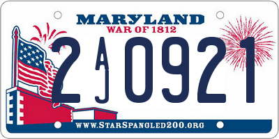 MD license plate 2AJ0921