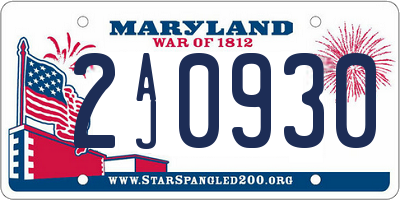 MD license plate 2AJ0930