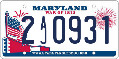 MD license plate 2AJ0931