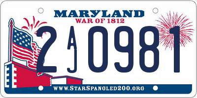 MD license plate 2AJ0981