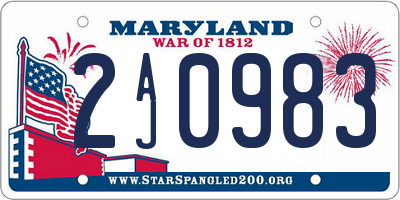 MD license plate 2AJ0983