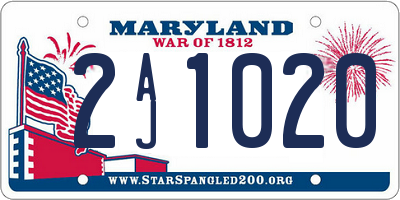 MD license plate 2AJ1020