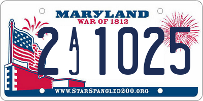 MD license plate 2AJ1025