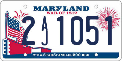 MD license plate 2AJ1051