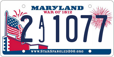 MD license plate 2AJ1077
